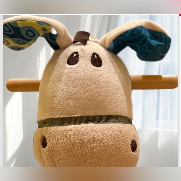 Plush Rocking Horse Toy - Cream and Blue - Picture 2 of 16